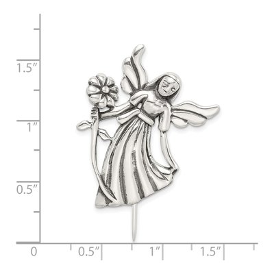Sterling Silver Angel & Flower Pin – view 5