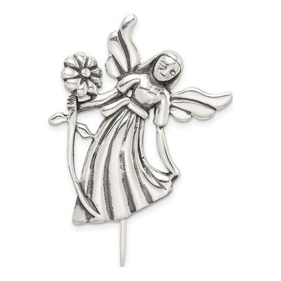 Sterling Silver Angel & Flower Pin