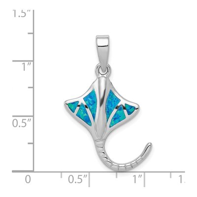 Sterling Silver Lab-Created Opal Stingray Pendant – view 4