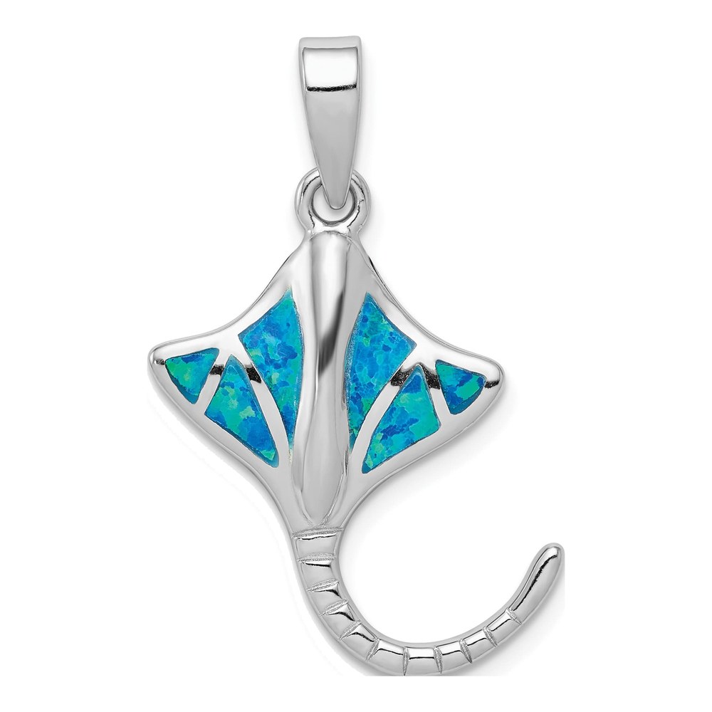 Sterling Silver Lab-Created Opal Stingray Pendant