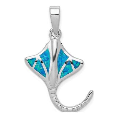 Sterling Silver Lab-Created Opal Stingray Pendant