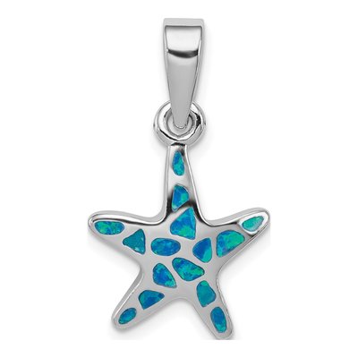 Sterling Silver Lab-Created Opal Starfish Pendant