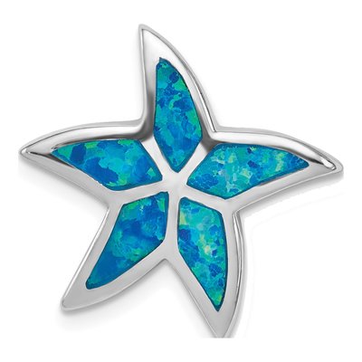 Sterling Silver Lab-Created Opal Starfish Slide Pendant