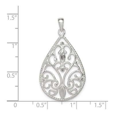 Sterling Silver Filigree Teardrop Pendant – view 4