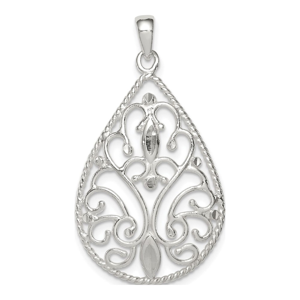 Sterling Silver Filigree Teardrop Pendant