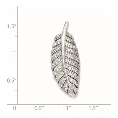 Sterling Silver CZ Leaf Slide Pendant – view 2