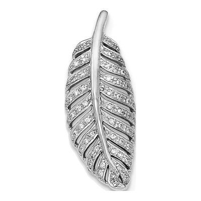 Sterling Silver CZ Leaf Slide Pendant