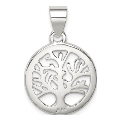 Sterling Silver Round Tree Pendant