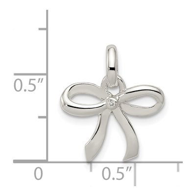 Sterling Silver Diamond Bow Pendant – view 4