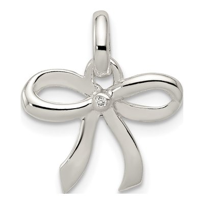 Sterling Silver Diamond Bow Pendant