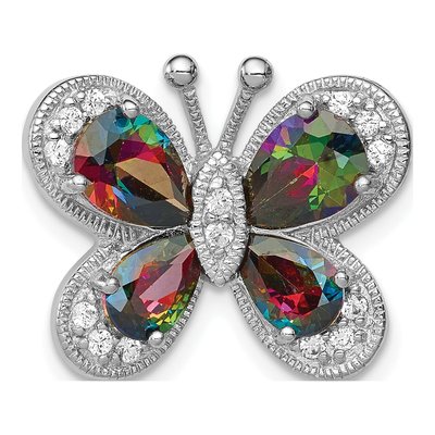 Sterling Silver CZ Mystic Butterfly Pendant