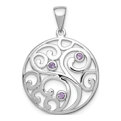 Sterling Silver Amethyst Filigree Pendant