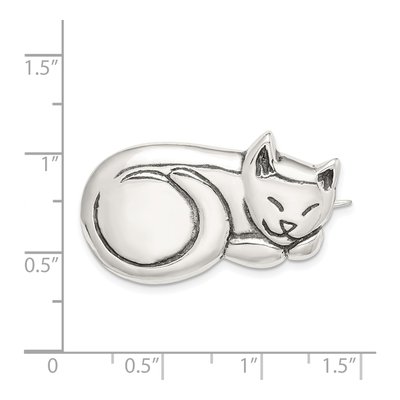 Sterling Silver Antiqued Sleeping Cat Pin – view 4