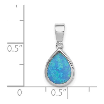 Sterling Silver Lab-Created Opal Teardrop Pendant – view 4