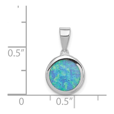 Sterling Silver Lab-Created Opal Round Pendant – view 4