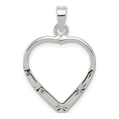 Sterling Silver Diamond-Cut Heart Pendant
