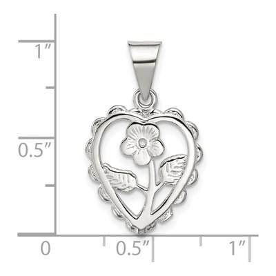Sterling Silver Mini Floral Heart Pendant – view 4