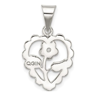 Sterling Silver Mini Floral Heart Pendant – view 5