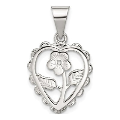 Sterling Silver Mini Floral Heart Pendant