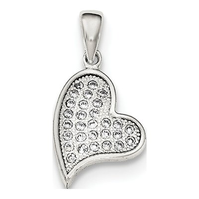 Sterling Silver CZ Heart Pendant