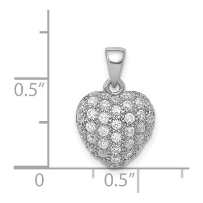 Sterling Silver CZ Pave Heart Pendant – view 4