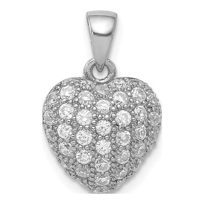 Sterling Silver CZ Pave Heart Pendant