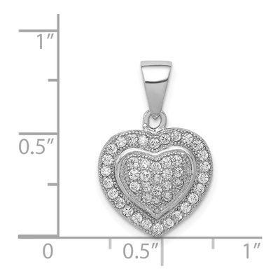 Sterling Silver CZ Heart Pendant – view 4