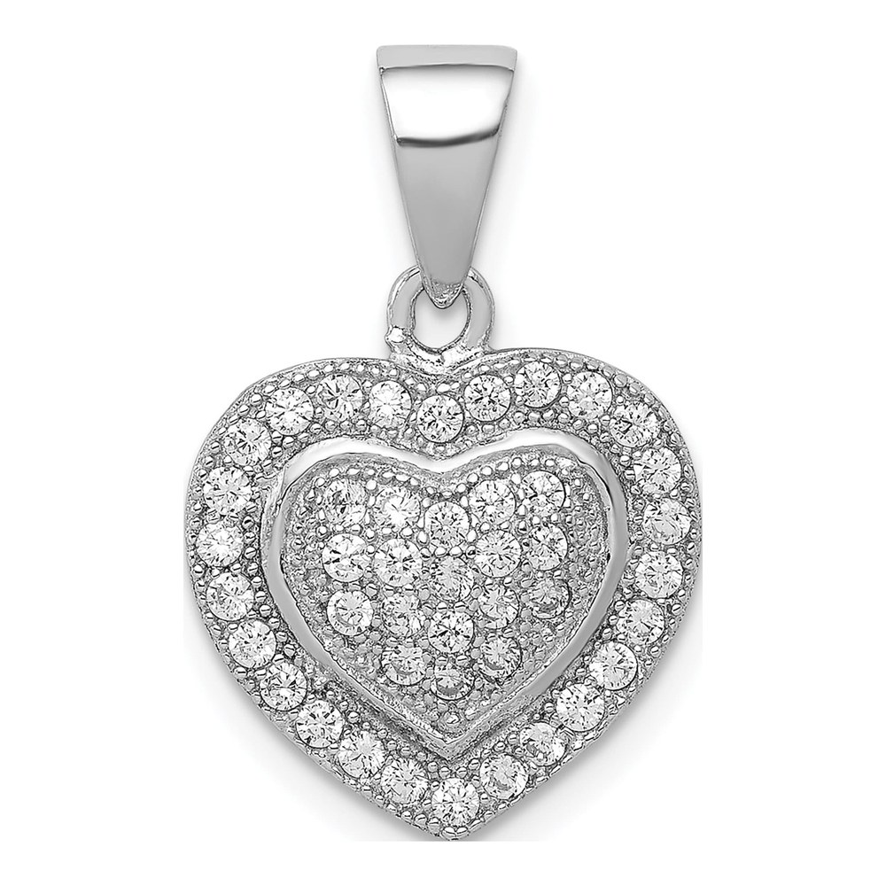 Sterling Silver CZ Heart Pendant