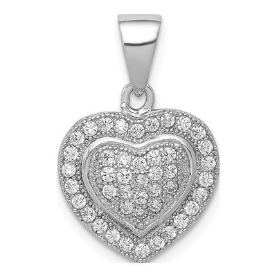Sterling Silver CZ Heart Pendant