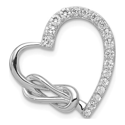 Sterling Silver CZ Heart Slide Pendant