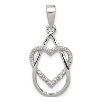 Sterling Silver CZ Heart Pendant