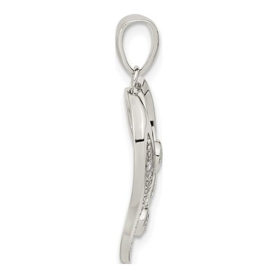 Sterling Silver CZ Open Heart Pendant – view 3