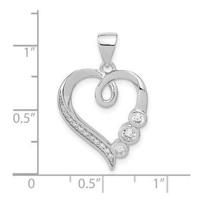 Sterling Silver CZ Open Heart Pendant – view 4