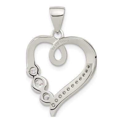 Sterling Silver CZ Open Heart Pendant – view 5