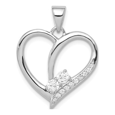 Sterling Silver CZ Heart Pendant