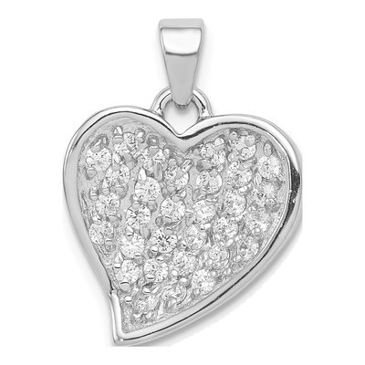 Sterling Silver CZ Heart Pendant