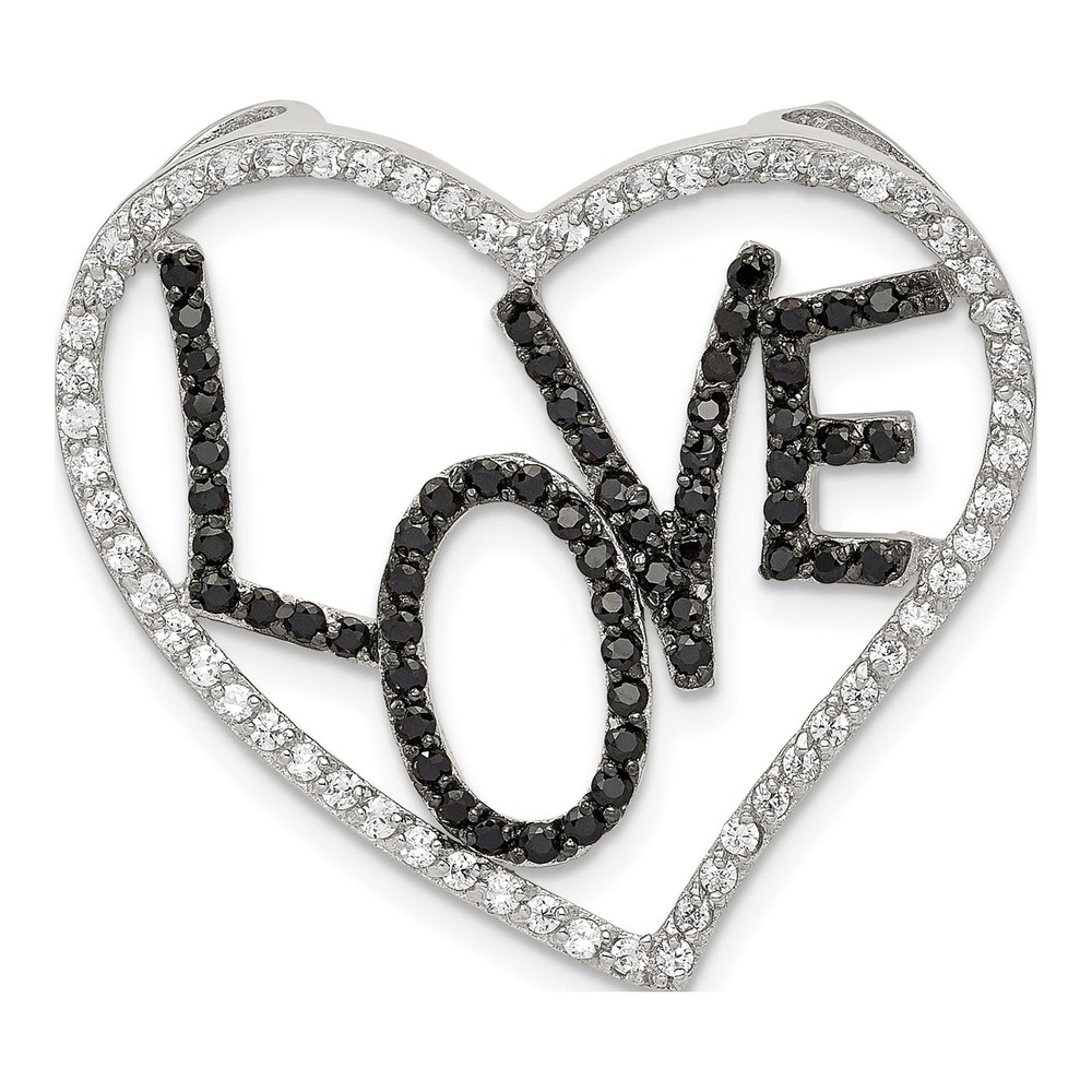 Sterling Silver CZ Heart Chain Slide