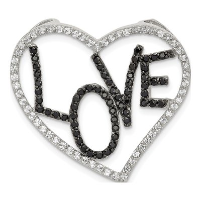 Sterling Silver CZ Heart Slide Pendant