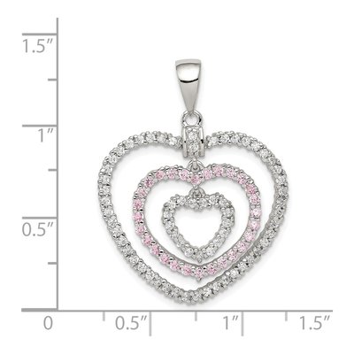 Sterling Silver CZ Hearts Pendant – view 4
