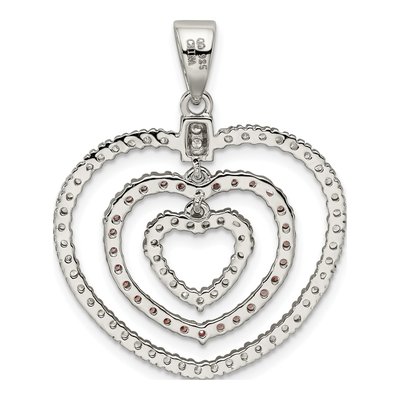 Sterling Silver CZ Hearts Pendant – view 5
