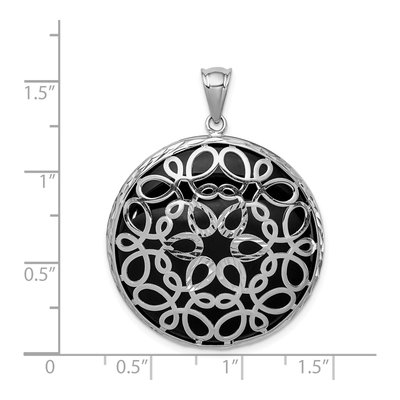 Sterling Silver Onyx Filigree Circle Pendant – view 4