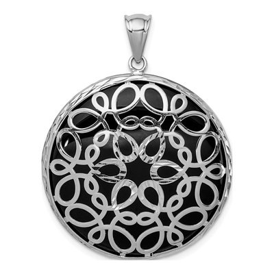 Sterling Silver Onyx Filigree Circle Pendant