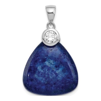 Sterling Silver CZ Lazuli Pendant