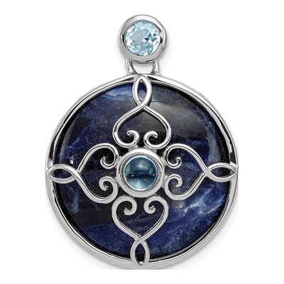 Sterling Silver Sky Blue Topaz Sodalite Pendant