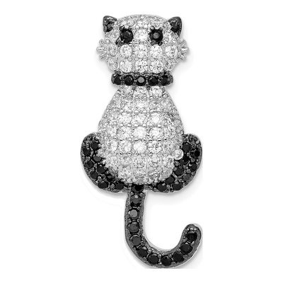 Sterling Silver CZ Cat Slide Pendant