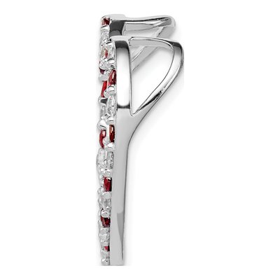 Sterling Silver Garnet & CZ Heart Pendant – view 3