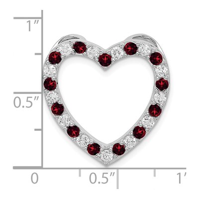Sterling Silver Garnet & CZ Heart Pendant – view 4