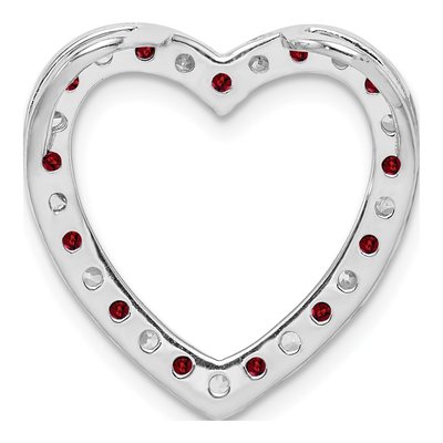 Sterling Silver Garnet & CZ Heart Pendant – view 5