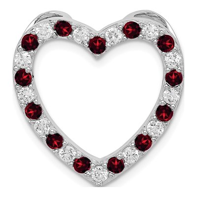 Sterling Silver Garnet & CZ Heart Pendant