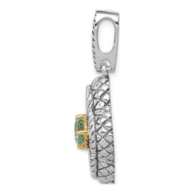Sterling Silver & 14K Gold Prasiolite & CZ Clover Pendant – view 2